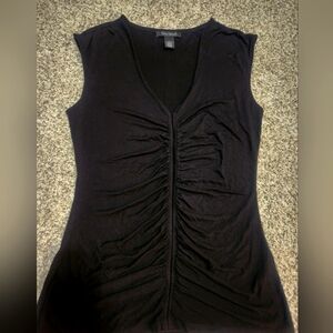 White House Black Market Small Tank Sleeveless Black Ribbed Rayon and Spandex
